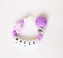 Load image into Gallery viewer, Personalised Purple Flower Dummy Clip
