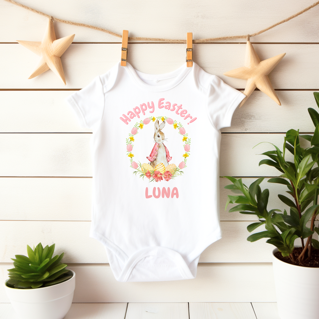 Personalised Easter Bunny Bodysuit Pink