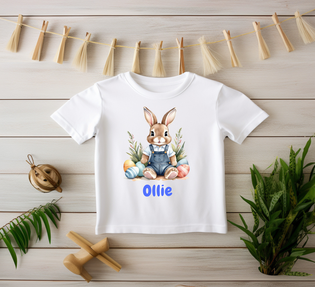 Personalised Blue Easter Bunny T-shirt