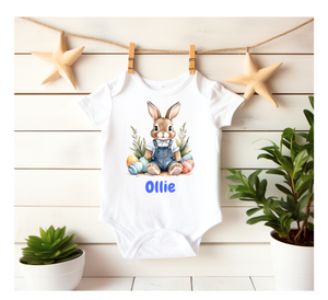 Personalised Easter Bunny Bodysuit Blue