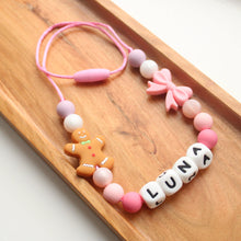 Load image into Gallery viewer, Personalised Pink Bow &amp; Gingerbread Name Necklace

