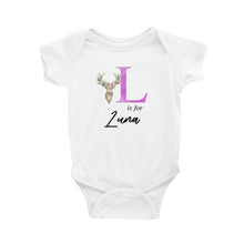 Load image into Gallery viewer, Personalised Alphabet Deer Bodysuit - Pink Letter
