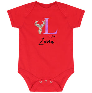 Personalised Alphabet Deer Bodysuit - Pink Letter