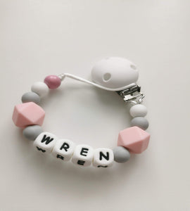 Rose Pink & Grey Dummy clip