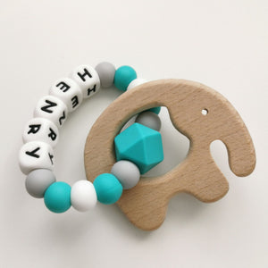 Personalised  Elephant Teething Ring - More colors available