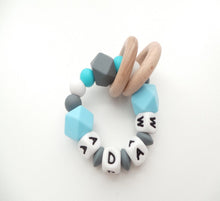 Load image into Gallery viewer, Blue &amp; Grey Personalised Rattle

