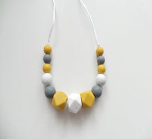 Load image into Gallery viewer, Teething Necklace Mustard, Grey &amp; Granite
