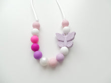 Load image into Gallery viewer, Kids Necklace- Silicone Pastel beads &amp; Lilac Butterfly
