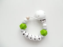 Load image into Gallery viewer, Personalised Silicone dummy clip- Hexagon beads - More colors available
