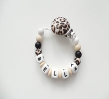 Load image into Gallery viewer, Personalised leopard and beige dummy clip

