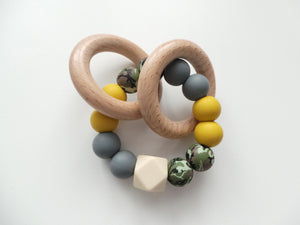 Teething Rattle Toy - Camouflage Khaki