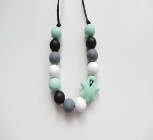 Kids Silicone Necklace - Halloween Mint Ghost