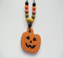 Load image into Gallery viewer, Kids Silicone Necklace - Halloween Orange Pumpkin

