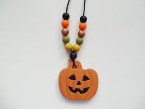 Kids Silicone Necklace - Halloween Orange Pumpkin