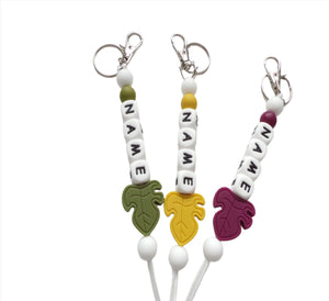 personalised leaf keyring