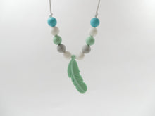 Load image into Gallery viewer, Kids Necklace - Mint Feather &amp; Silicone beads
