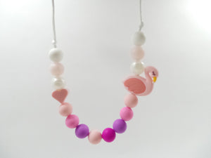 Kids Necklace- Silicone Pink Flamingo