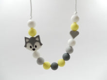 Load image into Gallery viewer, Kids Necklace- Silicone Grey Fox &amp; Yellow Beads
