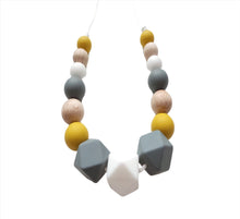 Load image into Gallery viewer, Mustard, Grey &amp; Wood necklace
