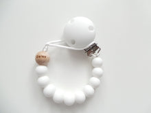 Load image into Gallery viewer, Engraved Name Silicone Dummy clip- White
