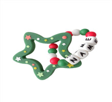 Load image into Gallery viewer, Personalised Silicone Christmas Star Teething Ring 
