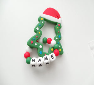 Personalised Silicone Christmas Tree Teething Ring