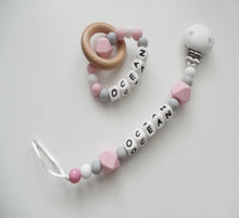 Load image into Gallery viewer, Personalised Dummy clip &amp; Teething ring
