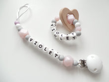 Load image into Gallery viewer, Personalised Dummy clip  &amp; Teething ring Gift set - Heart - More colors available
