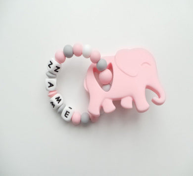 Pink Elephant Personalised teether