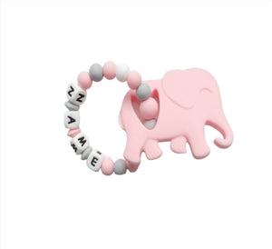 Pink Elephant Personalised teether