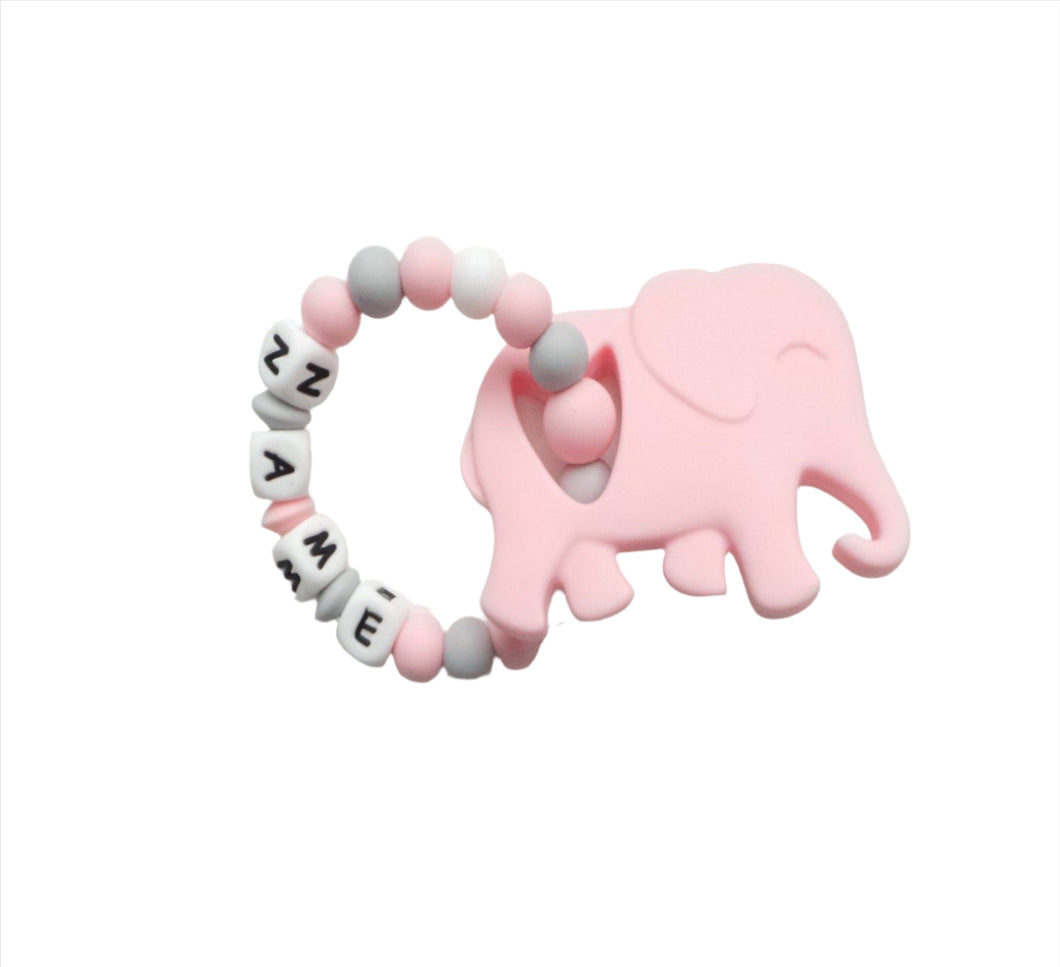 Pink Elephant Personalised teether