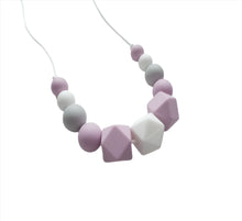 Load image into Gallery viewer, Teething necklace Lilac &amp; Grey
