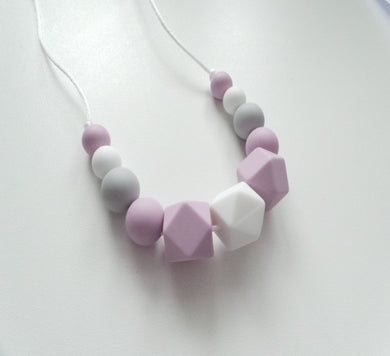 Teething necklace Lilac & Grey