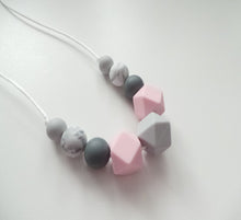 Load image into Gallery viewer, Teething Necklace Pink, Grey and Marble
