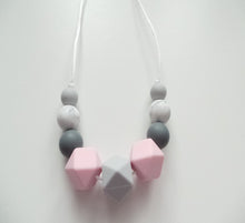 Load image into Gallery viewer, Teething Necklace Pink, Grey and Marble
