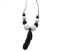 Load image into Gallery viewer, Black &amp; Marble Feather Necklace
