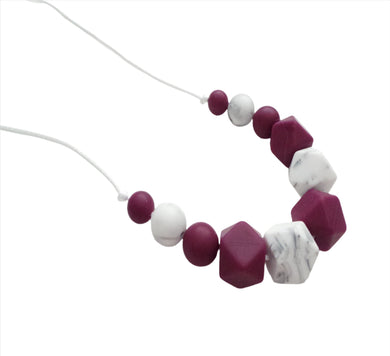 Burgundy & Marble Teething necklace