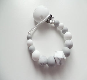 Silicone Dummy clip - Marble & Grey