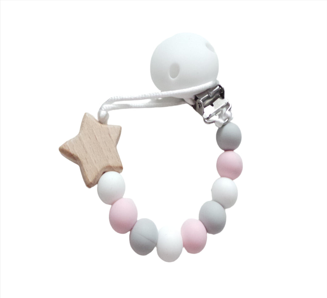 Dummy clip pink, white ad grey