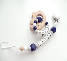 Load image into Gallery viewer, Personalised Dummy clip &amp; Elephant Teether 
