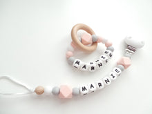 Load image into Gallery viewer, Personalised Dummy clip and Teething ring set  - More colors available
