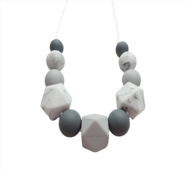 Teething Necklace Marble Grey