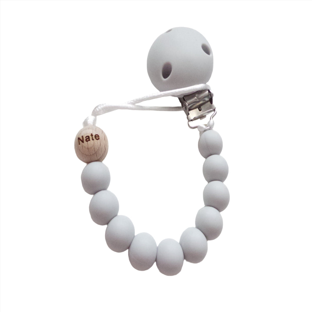 Personalised Light grey Dummy clip