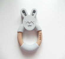 Load image into Gallery viewer, Personalised Bunny Teething Ring - Grey
