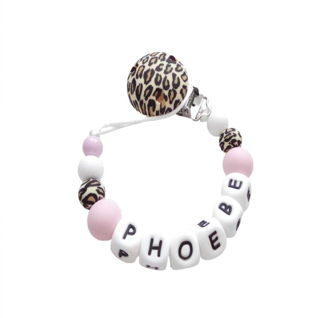 Leopard & Pink Dummy clip