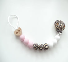 Load image into Gallery viewer, Personalized Dummy clip- Leopard, Pink &amp; White
