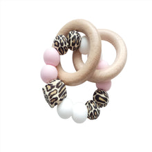 Load image into Gallery viewer, Teething Rattle  - Leopard print, Pink &amp; White
