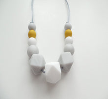Load image into Gallery viewer, Teething Necklace Mustard, Grey and White beads
