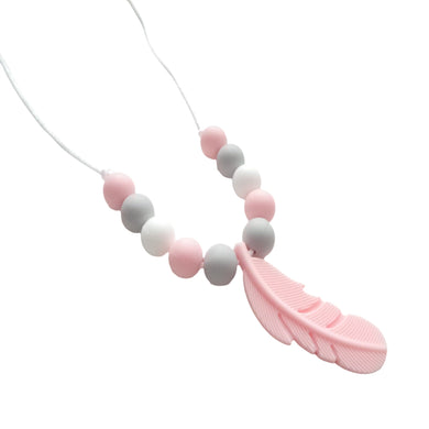 Kids Silicone necklace Pink & Grey