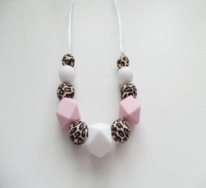 Teething Necklace Leopard & Pink